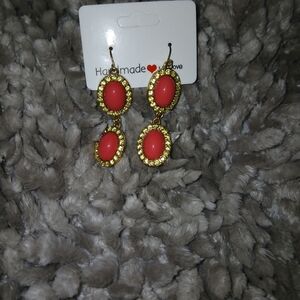 Gold and Coral Earrings